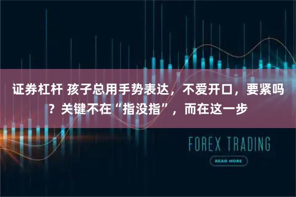 证券杠杆 孩子总用手势表达，不爱开口，要紧吗？关键不在“指没指”，而在这一步